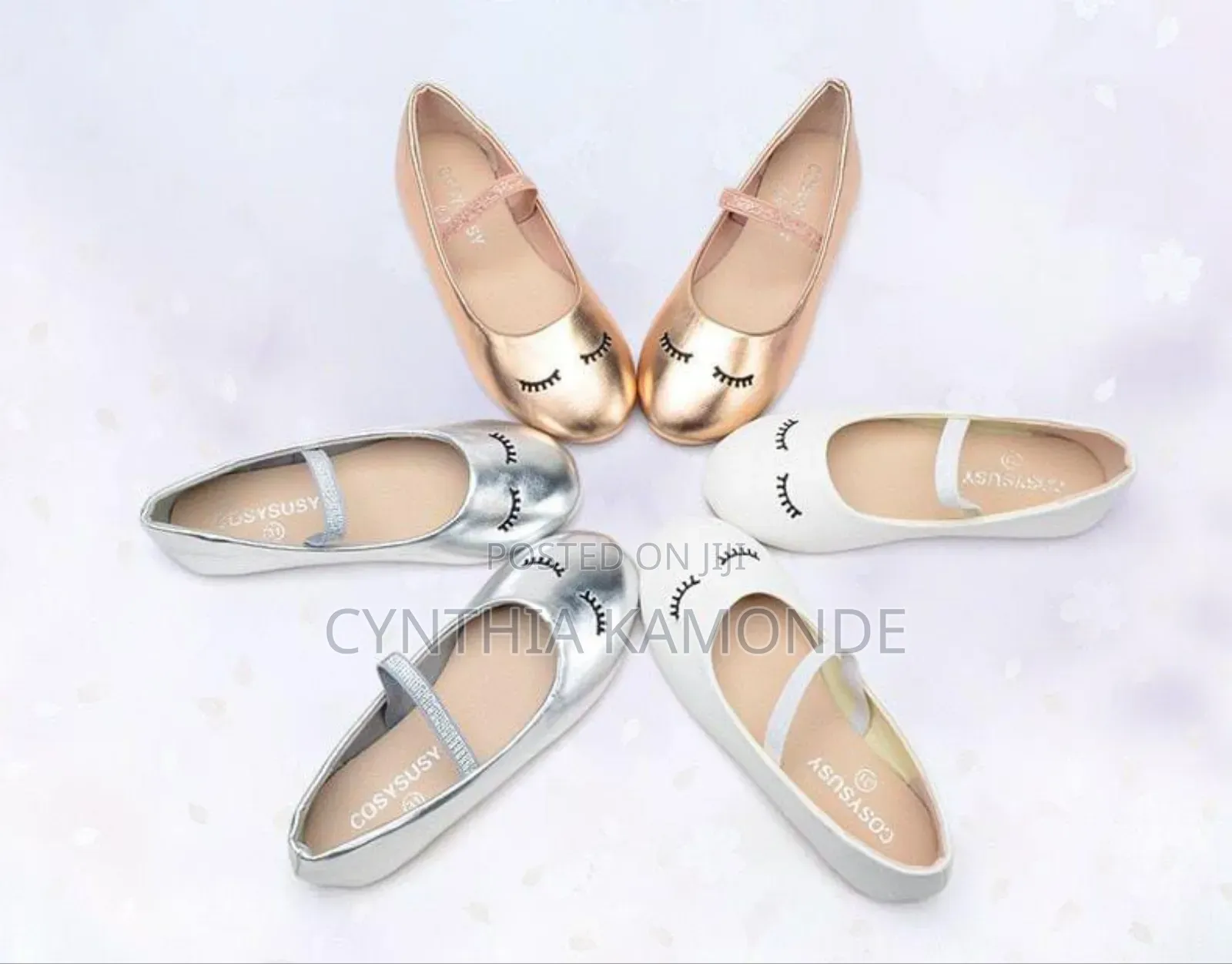 Rose Gold, White, Silver Doll Shoes