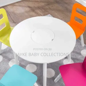 Kids Study Activity Table Set With 4 Colorful Chairs