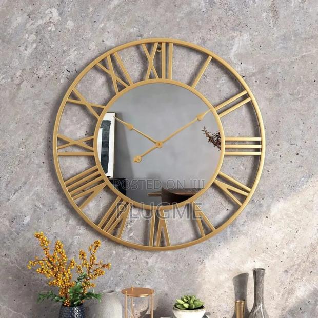 Creative Gold Roman Wall Clock With Mirror - thumbnail 2