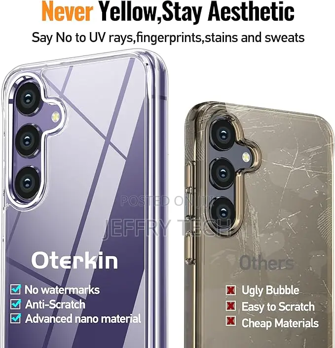 Oterkin for Samsung Galaxy S24 Case Clear, Anti-Yellowing