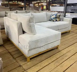 Sturdy White 6 Seater L Seat Sofa Set