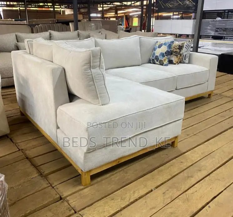 Sturdy White 6 Seater L Seat Sofa Set