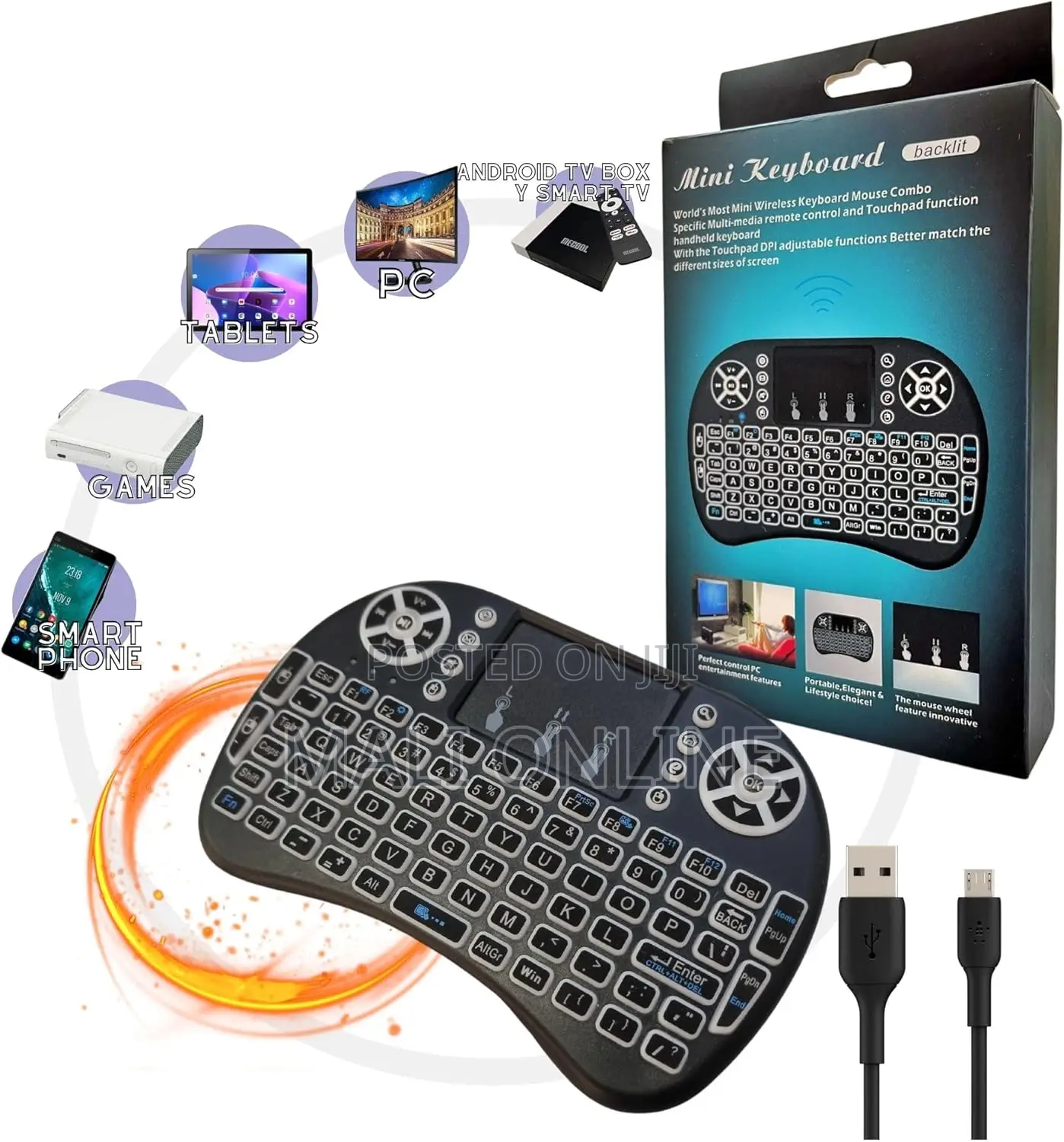 Mini Wireless Keyboard With Touchpad & Rgb Backlight