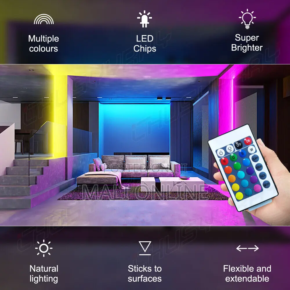 5m Rgb Led Strip Light With Remote Control 2835 Smd Color
