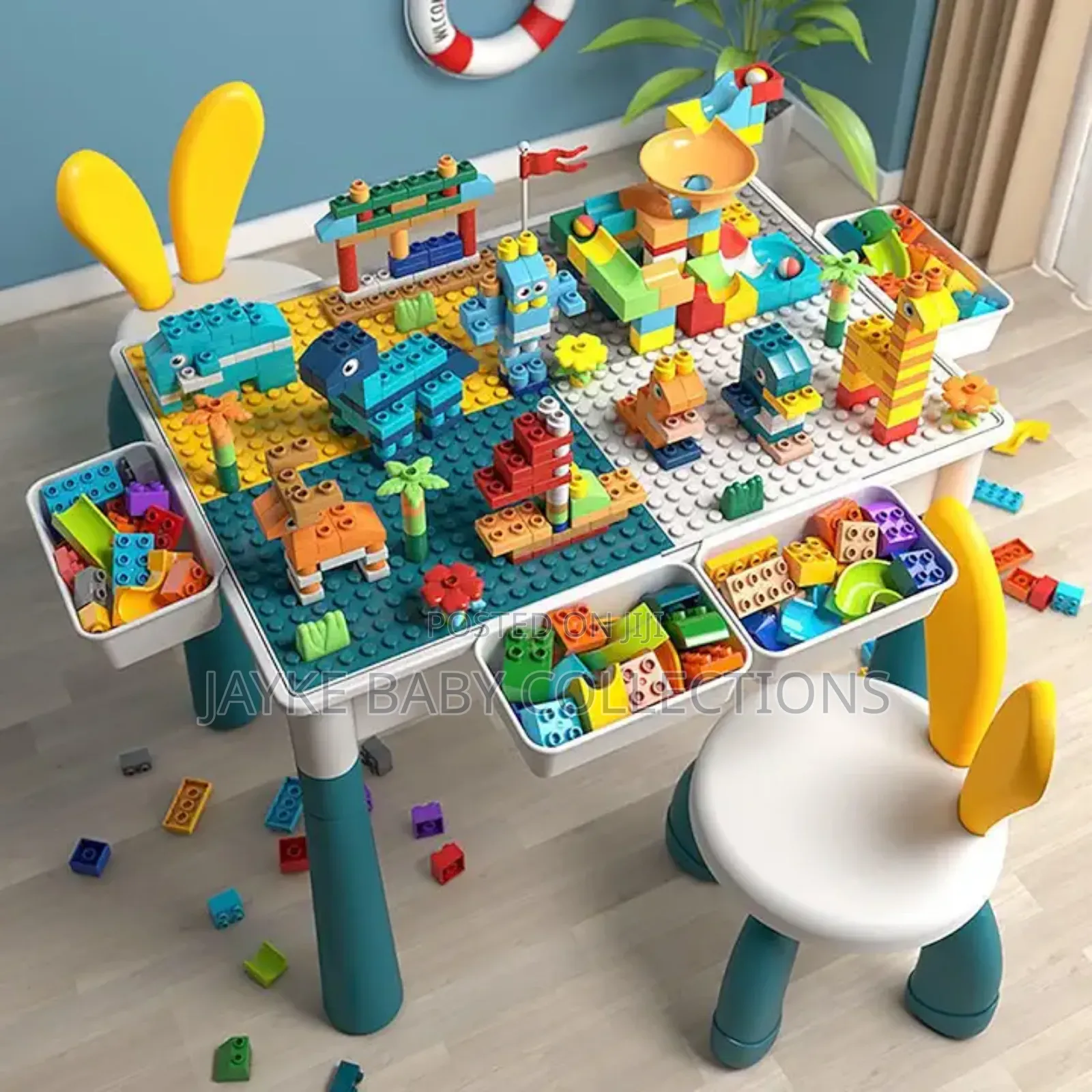 Multifunctional Kids Activity Table Set With Chair Blocks