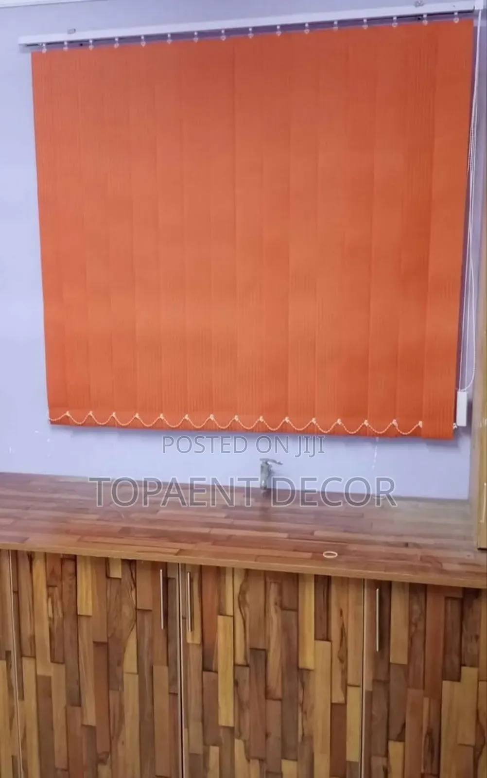 Kitchen Window Vertical Orange Blinds