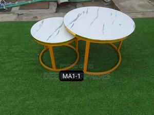 White Nesting Coffee Table Marble Effect (Mdf) - thumbnail 2