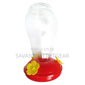 Plastic Humming Bird Feeder Glass 3 Feeding Nectar (Red)