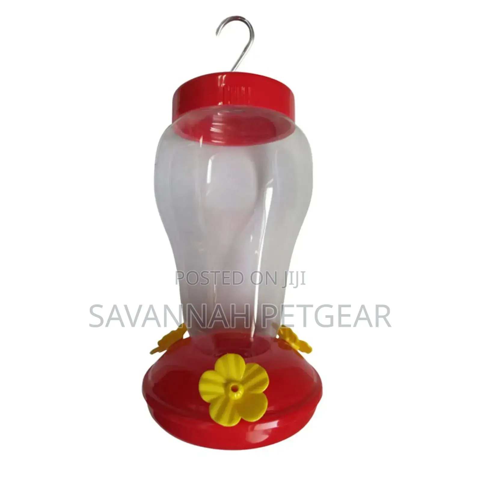 Plastic Humming Bird Feeder Glass 3 Feeding Nectar (Red)