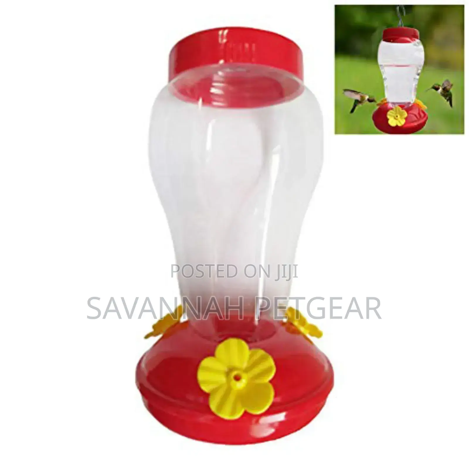Plastic Humming Bird Feeder Glass 3 Feeding Nectar (Red)
