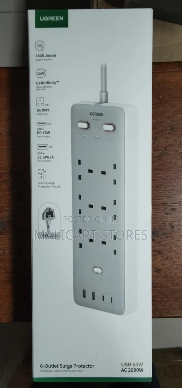 Ugreen Surge Protector Power Strip 6 Ac Outlets 65w 2a2c Uk