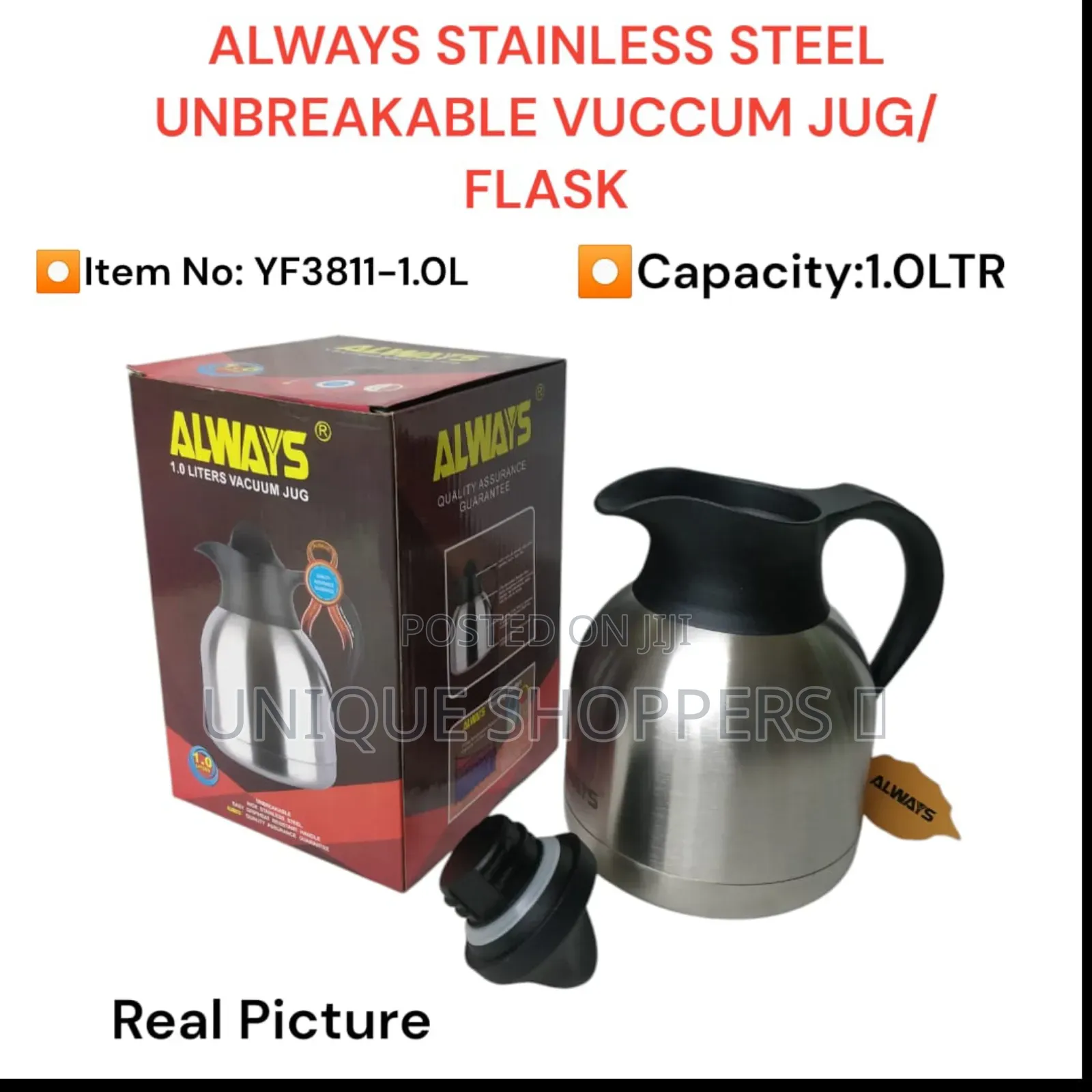 Always Stainless Steel Unbreakable Vuccum Jug/Flask 1.0ltr