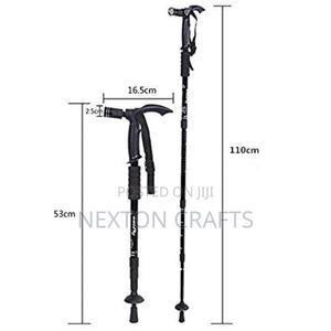 Aluminum Trekking Poles T-Handle Anti-Shock Walking Cane - thumbnail 2