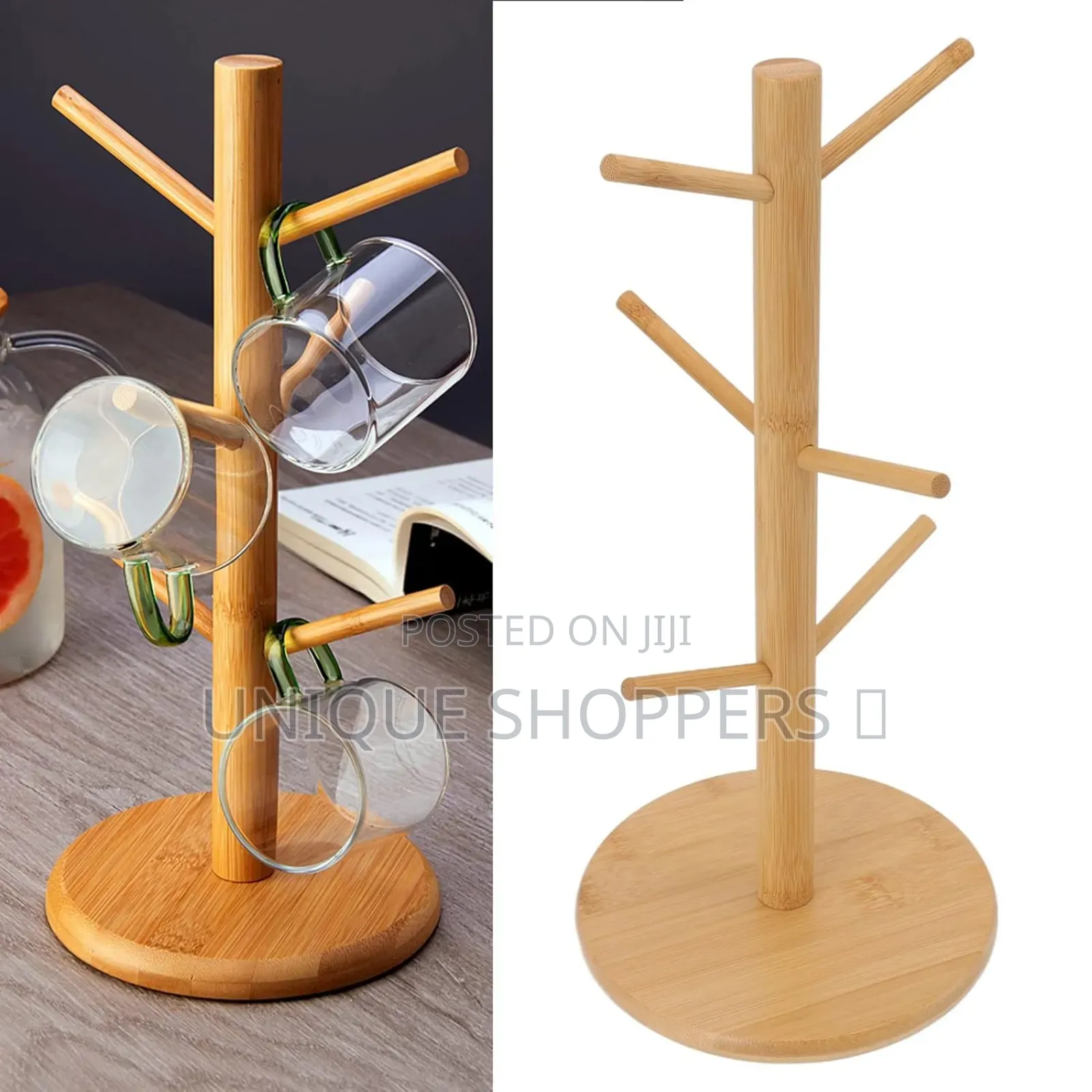Bamboo Cup Holder With 6 Hooks Now Available