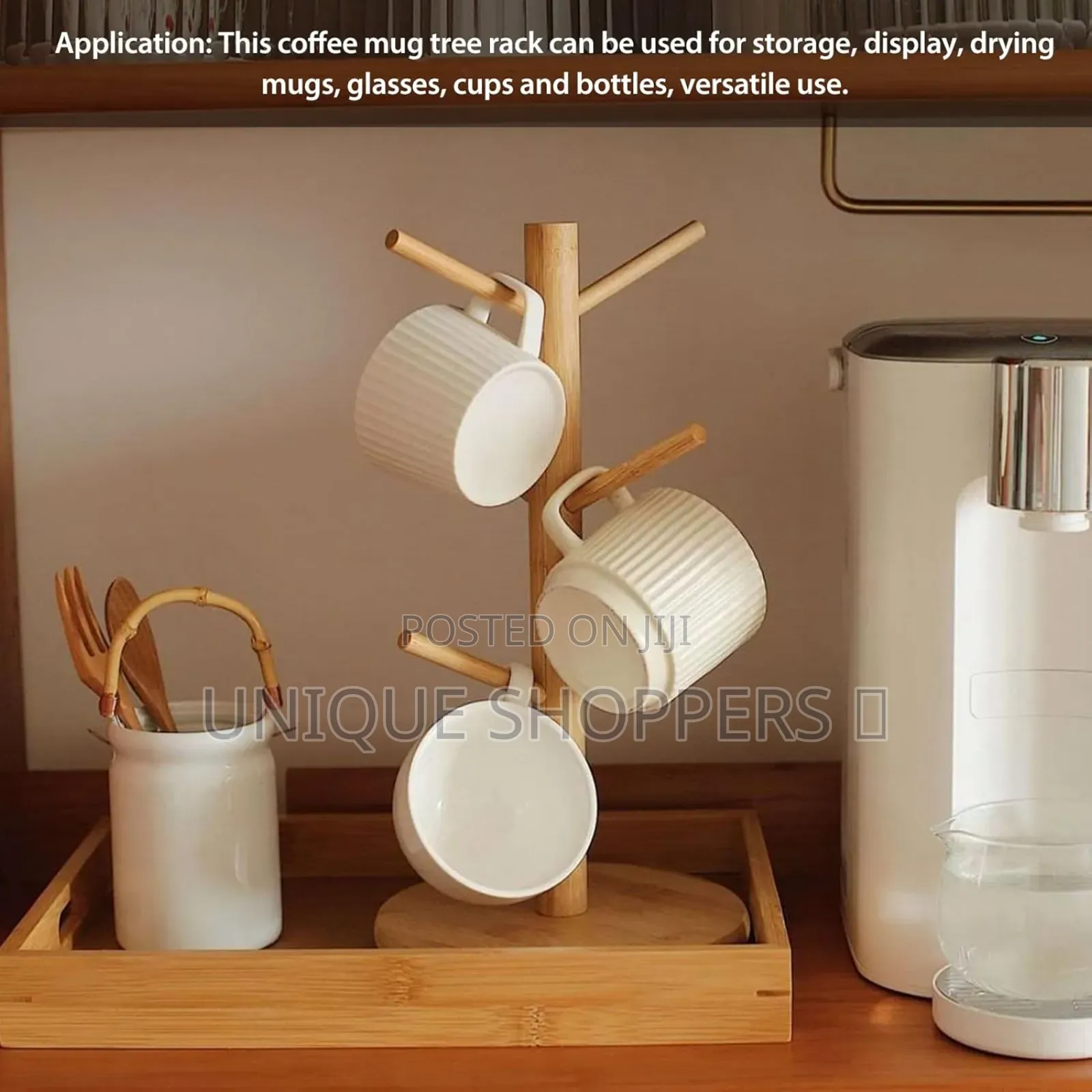 Bamboo Cup Holder With 6 Hooks Now Available