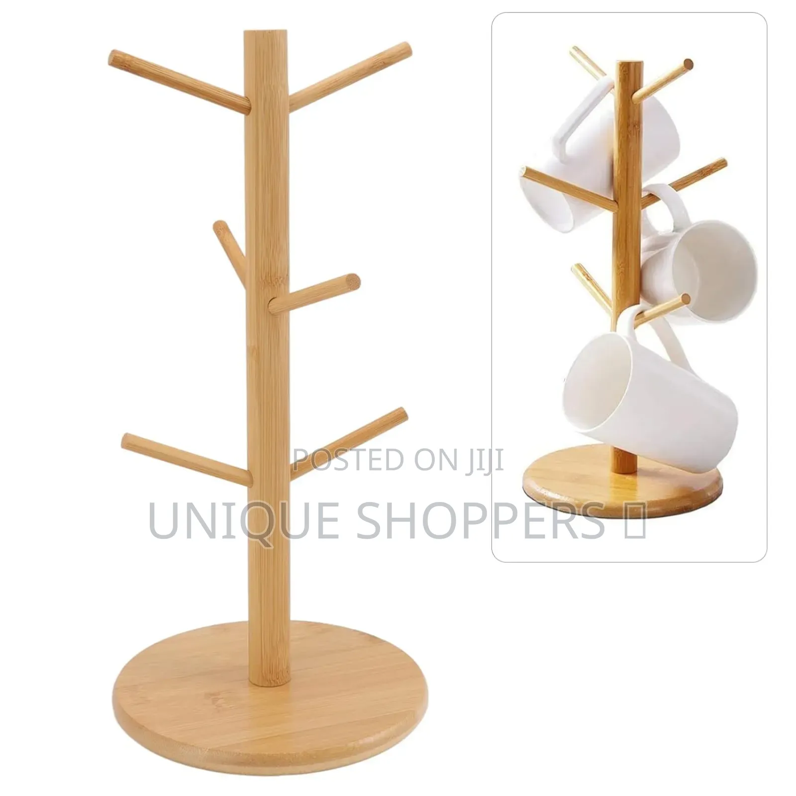 Bamboo Cup Holder With 6 Hooks Now Available
