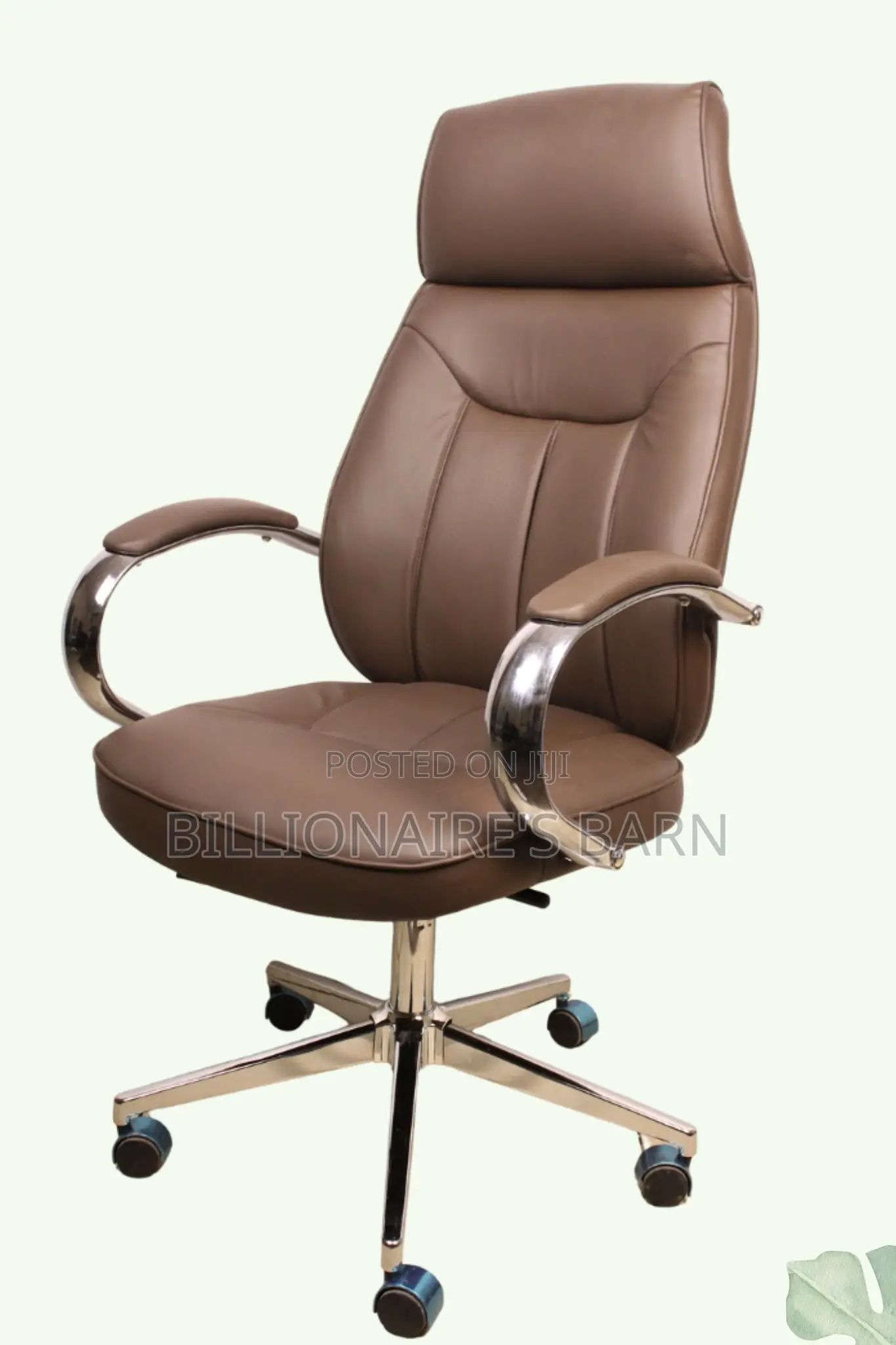 Chairs; Brown Leather Reclining Executive Office Seat
