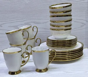 30 PSC Quality Ceramic Dinner Set With Gold Rim