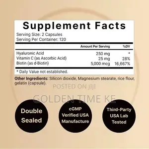 Hyaluronic Acid Capsules With Biotin, and Vitamin C