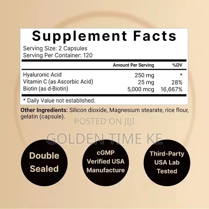 Hyaluronic Acid Capsules With Biotin, and Vitamin C