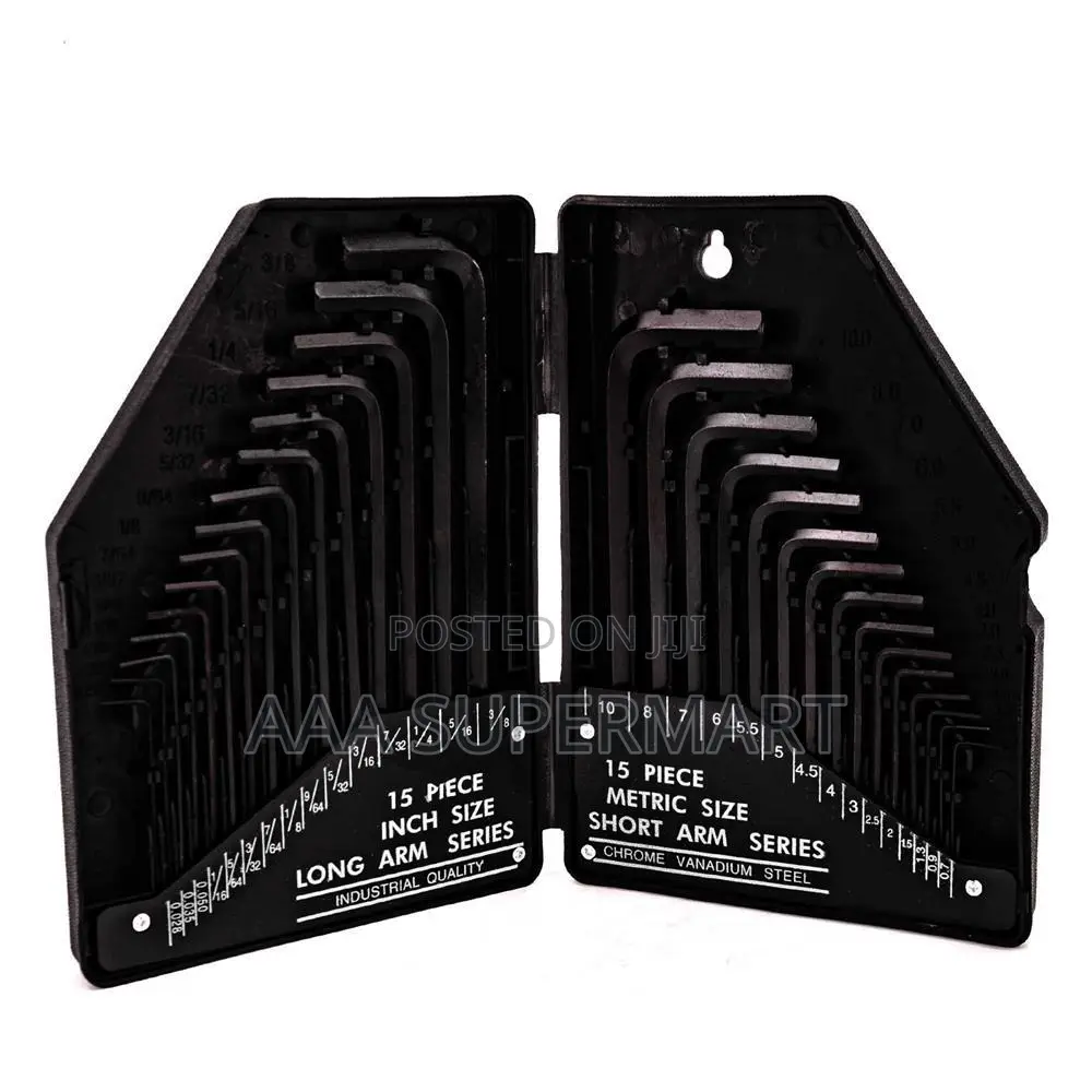 Hex Key Allen Wrench 30pcs Set Imperial Metric CRV - Black