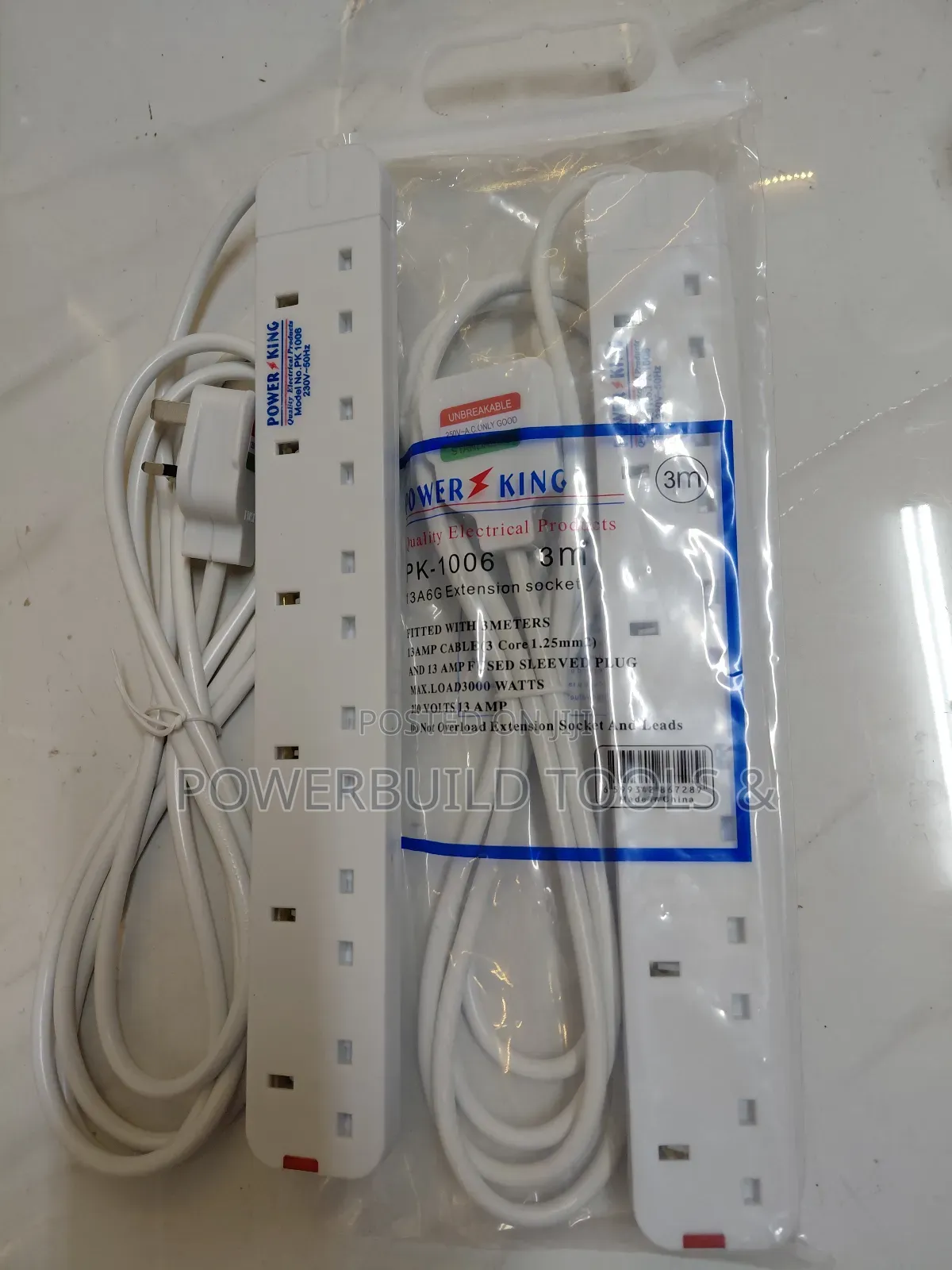 6 Way Power Extension Cable Power King 3metres