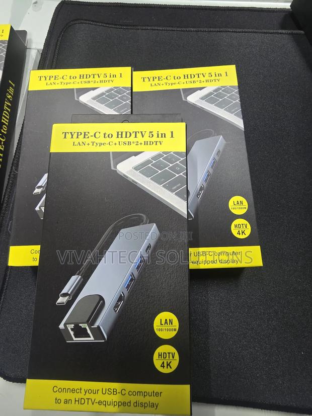 Type C to HDTV 5 in 1 Docking Hub