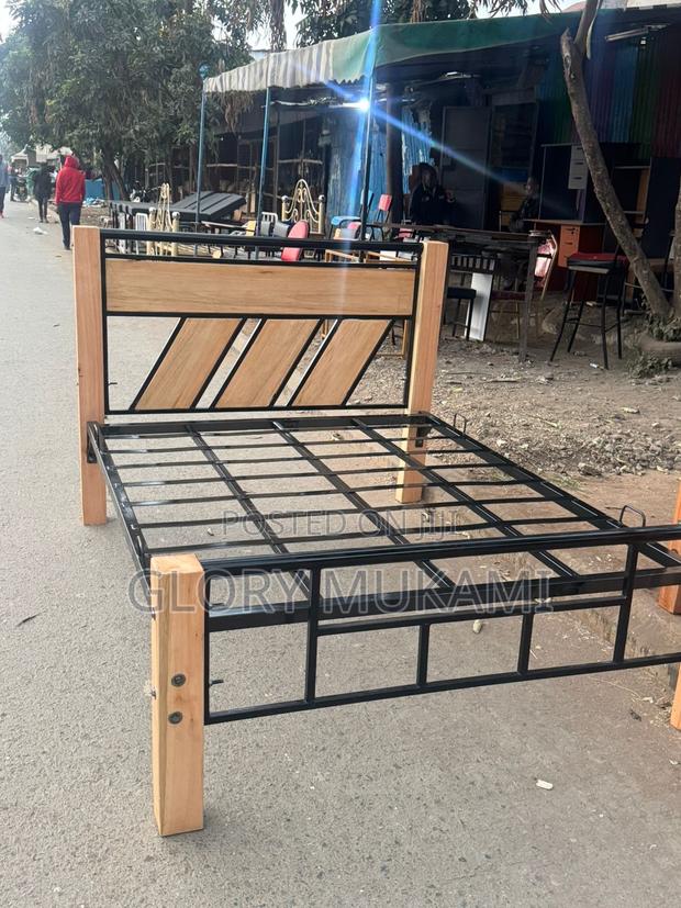 5by6 Metallic Wooden Bed - main view