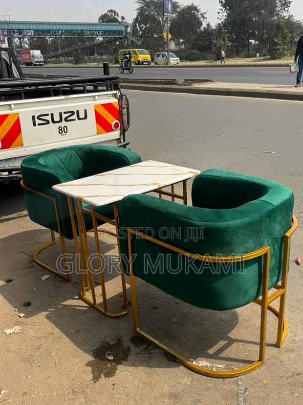 Green Set Manicure Chairs And Table - main view