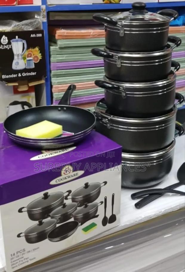 Tc 14pieces Non Stick Black Coated Pot/Sufuria