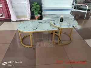 2x1 White Marble Coffee Table (Glass Effect