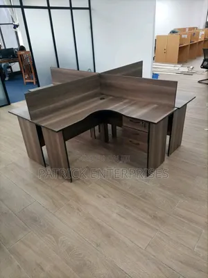 Modern Lshaped 4 Way Workstation America Walnut