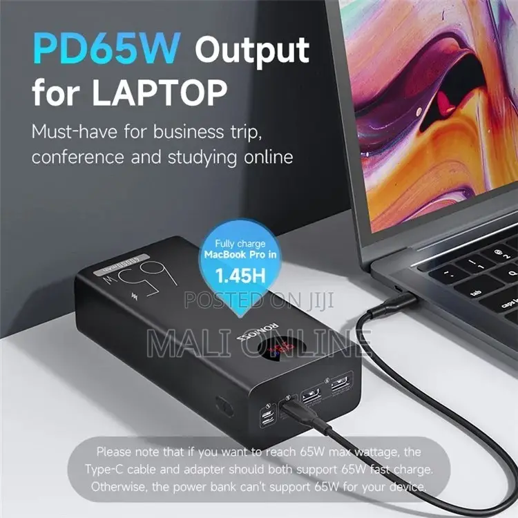 Romoss Pea40s 40000mah 65w Usb-c Power Bank Fast Charging
