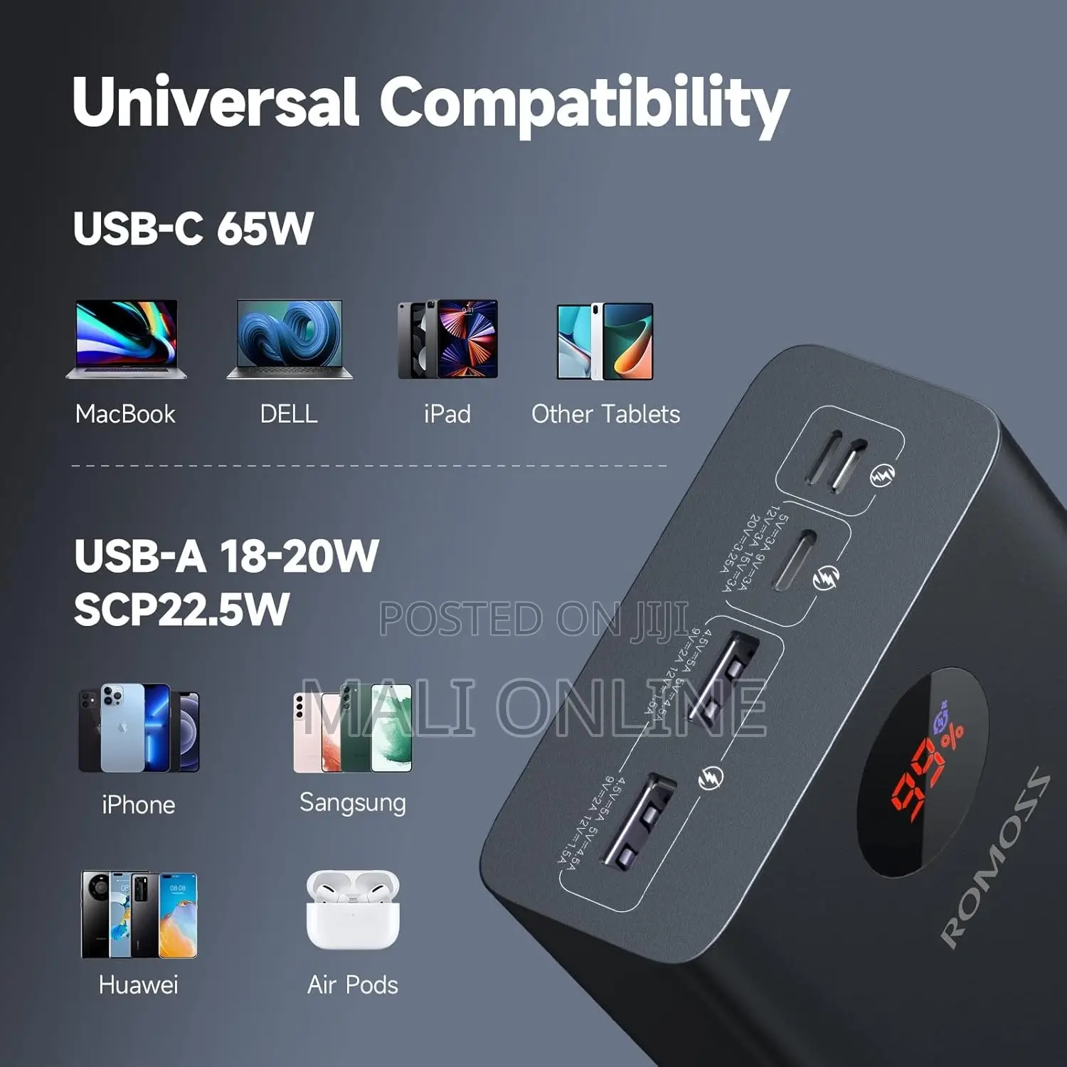 Romoss Pea40s 40000mah 65w Usb-c Power Bank Fast Charging