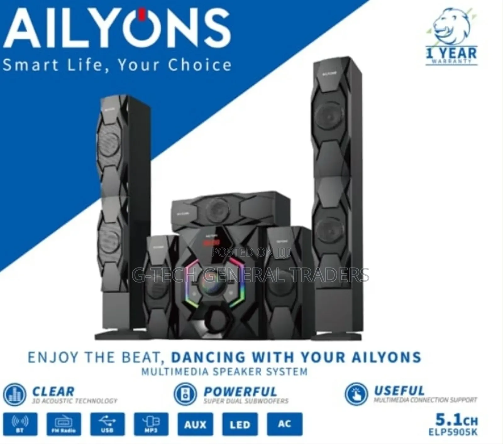 Ailyons 5.1ch Home Theater Speaker System Elp5905k