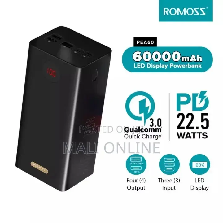Romoss Pea57 60000mah Power Bank 22.5w Super Fast Charging