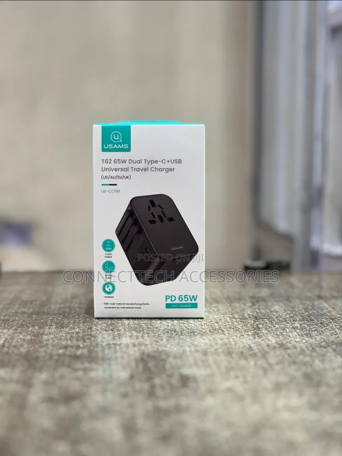 Usams T62 65w Dual Type-c+Usb Universal Travel Charger