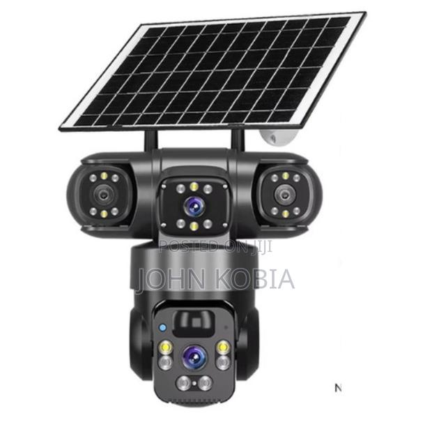 Solar-Powered 3-Lens Security Camera