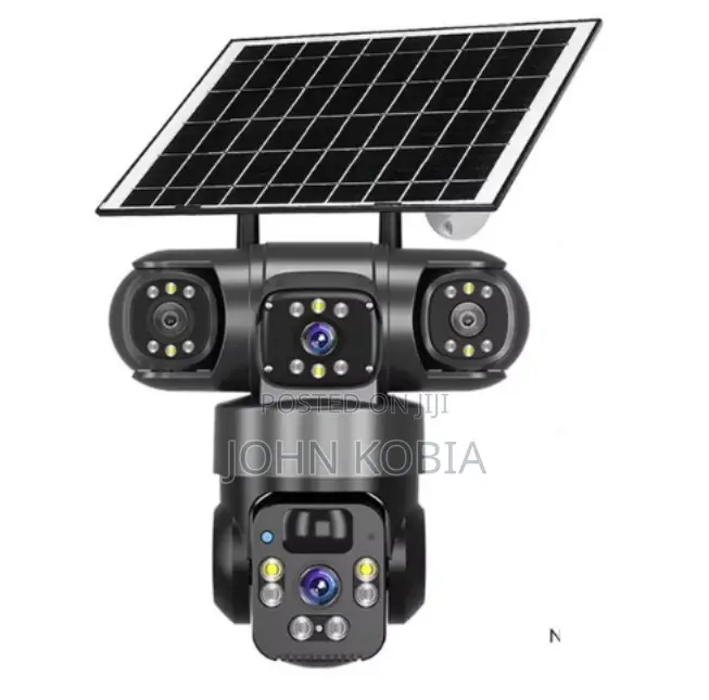 Solar-Powered 3-Lens Security Camera