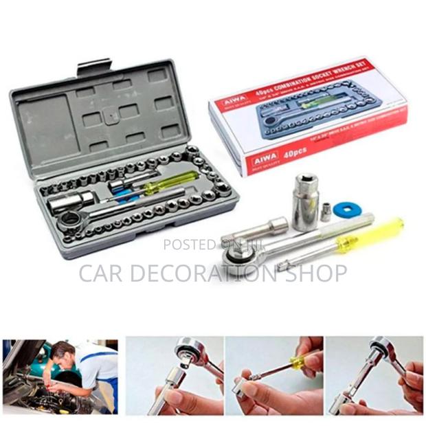 40pc Repair Ratchet Wrench Set Cr_vcombinstion Bit Set Kit