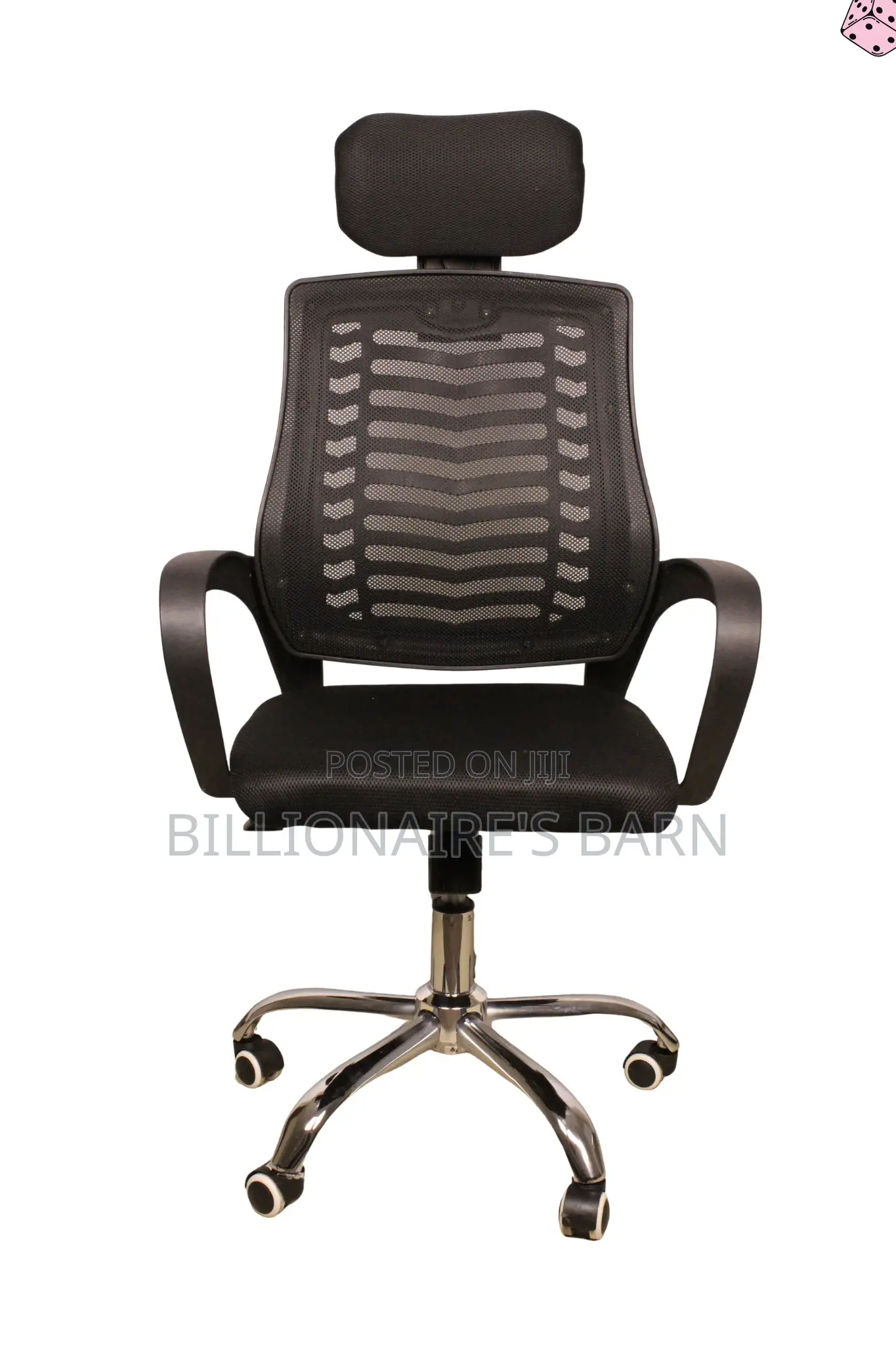 Durable Secretarial Mesh With Headrest and Lumbar Support