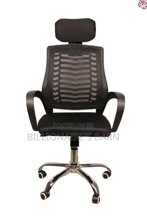 Durable Secretarial Mesh With Headrest and Lumbar Support