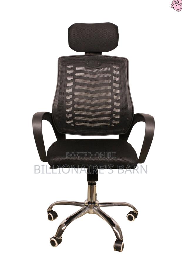 Durable Secretarial Mesh With Headrest and Lumbar Support - main view