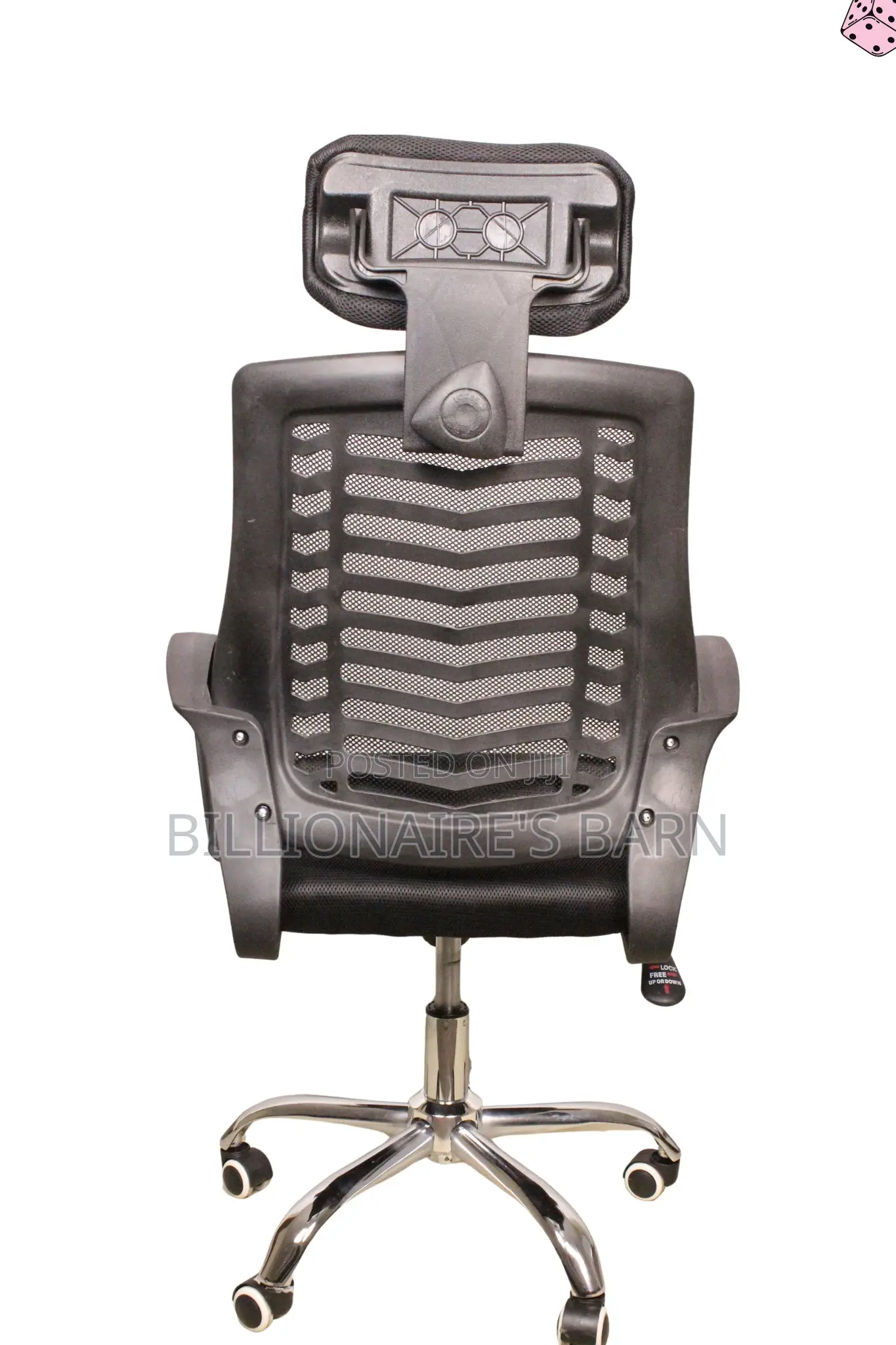 Durable Secretarial Mesh With Headrest and Lumbar Support