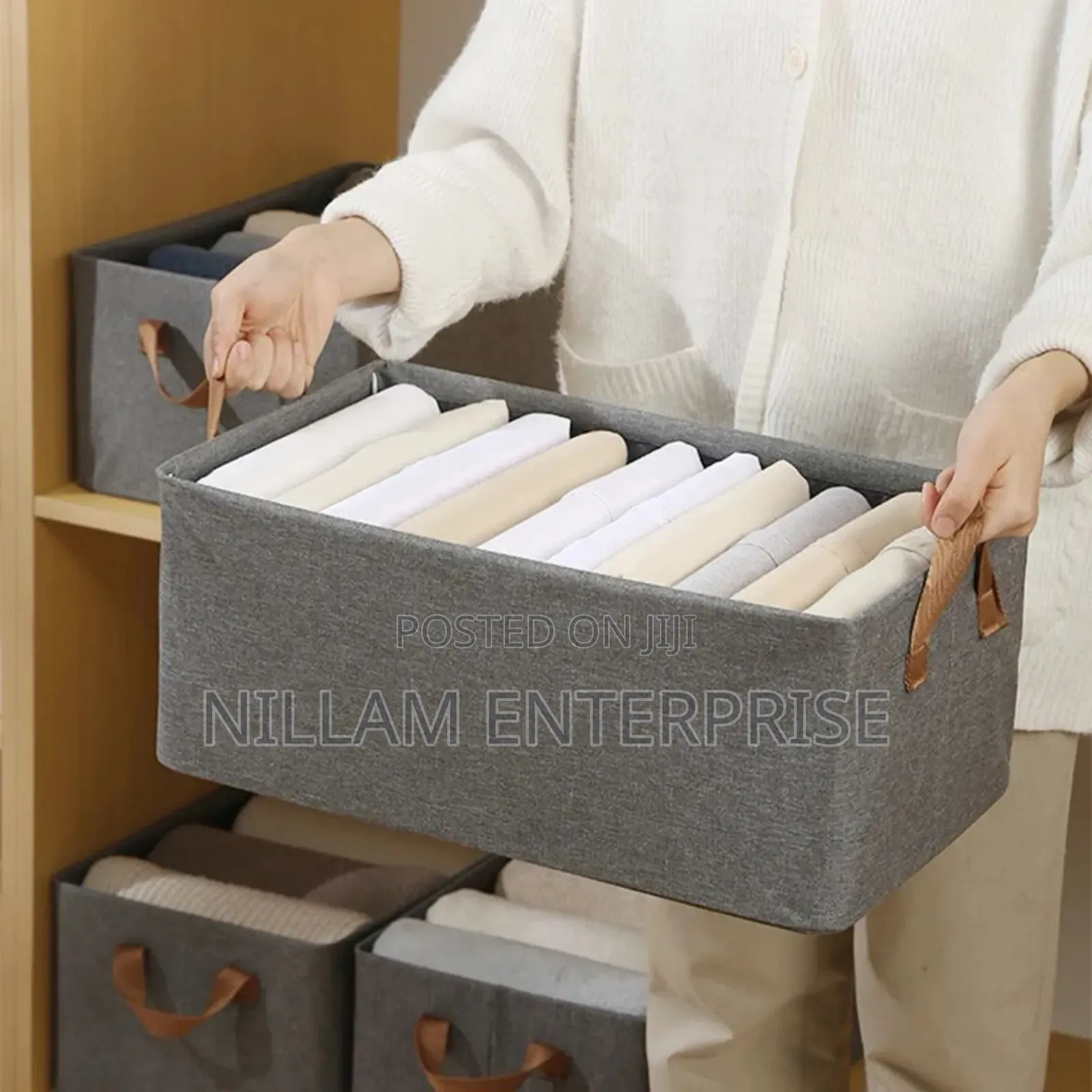Foldable Grey Clothes Storage Bag