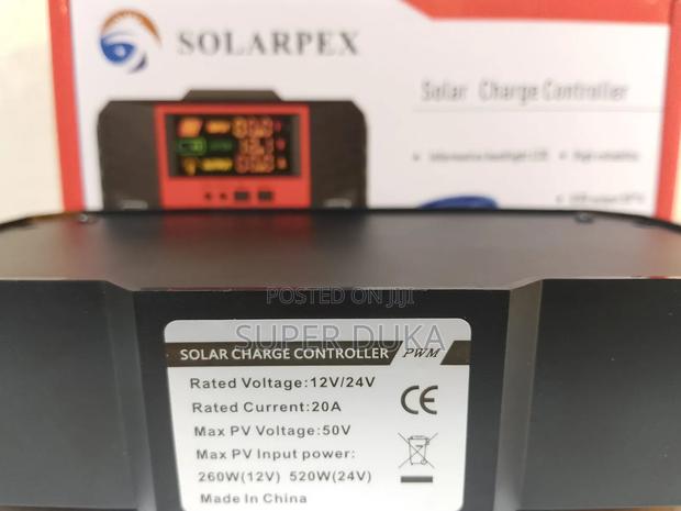 Charge Controller.20a 12v/24v Solar.Led Display.Pwm Solarpex - thumbnail 3