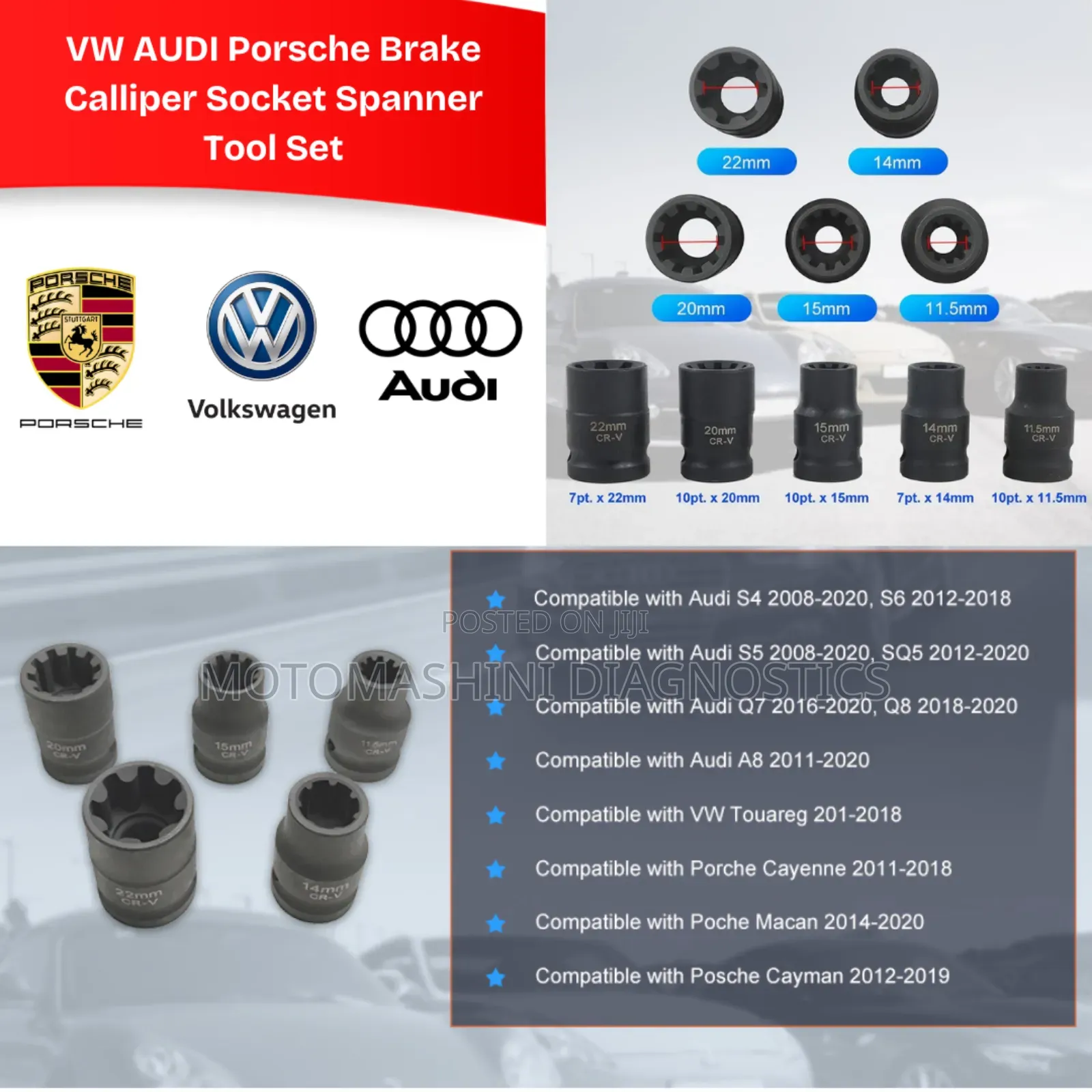 Vw Audi Porsche Brake Caliper Socket Spanner Tool Set