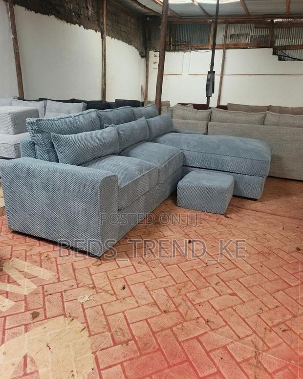 Quality 6 Seater L Sofa Set + Puff