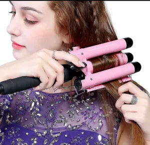 Hair Curler With Triple Barrel Iron.
