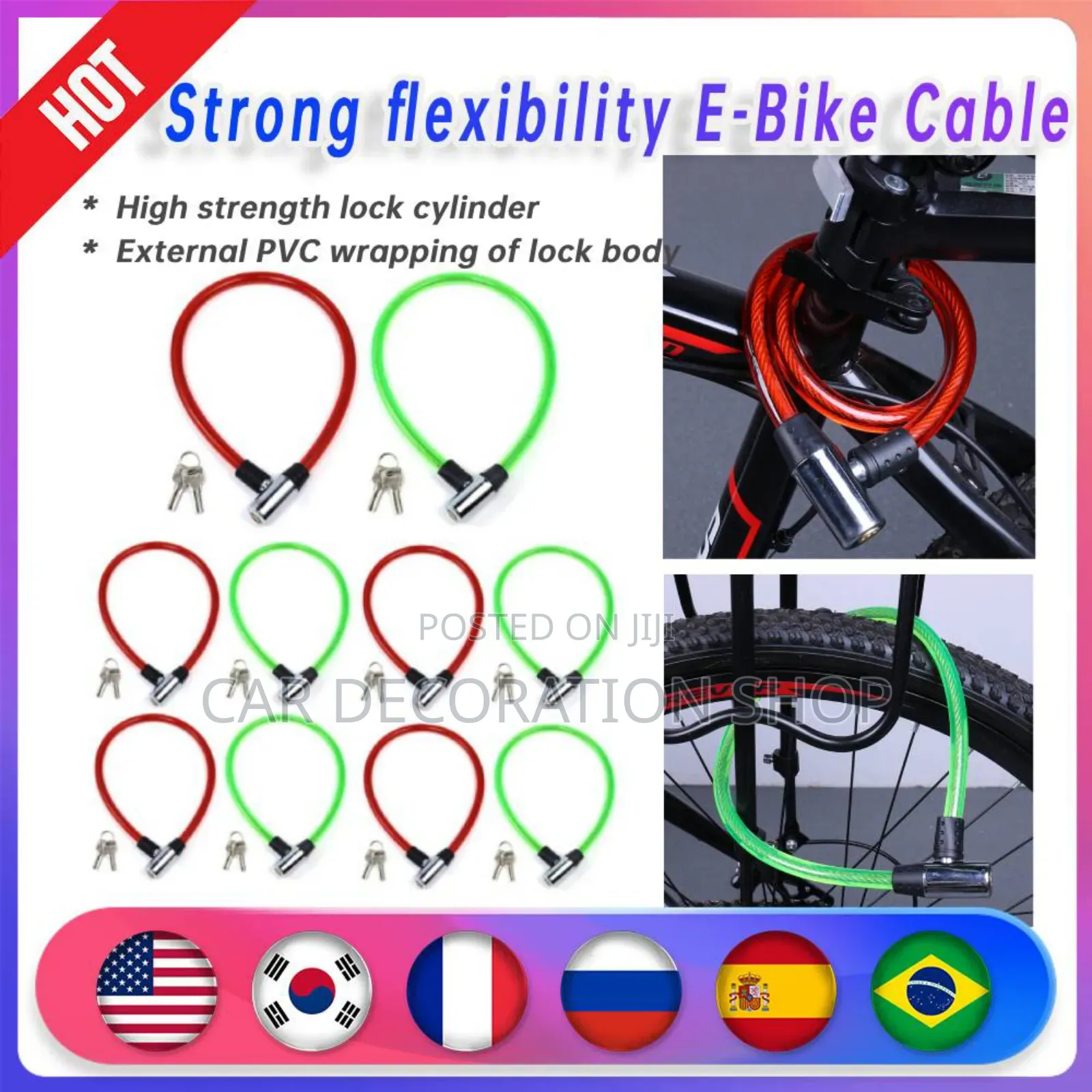 Plastic Coated Bike Lock Flexible Coated Steel